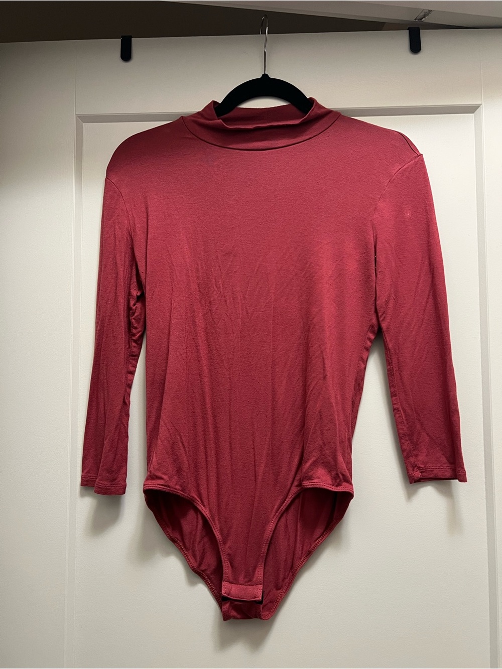Terracotta Long-Sleeve Mock Neck Bodysuit
